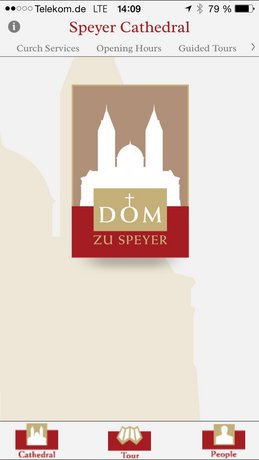 Smartphone mit Startbildschirm der Dom-App Smartphone mit Startbildschirm der Dom-App